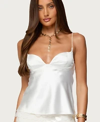 Edikted Women's Jema Cupped Satin Effect Top