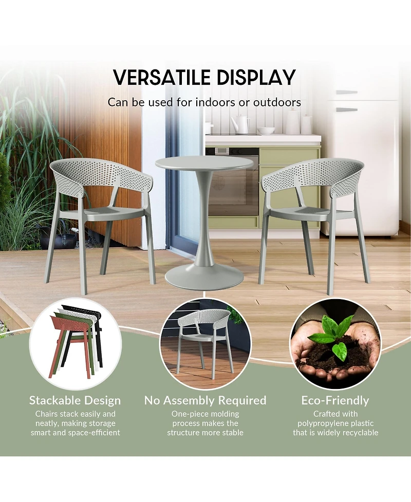 5-Piece Modern Patio Square Dining Table Set with Stackable Chairs
