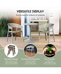 5-Piece Modern Patio Square Dining Table Set with Stackable Chairs