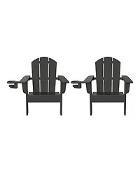 WestinTrends Kids Outdoor Hdpe Plastic Adirondack Patio Chairs with Cup Holders (Set of 2)