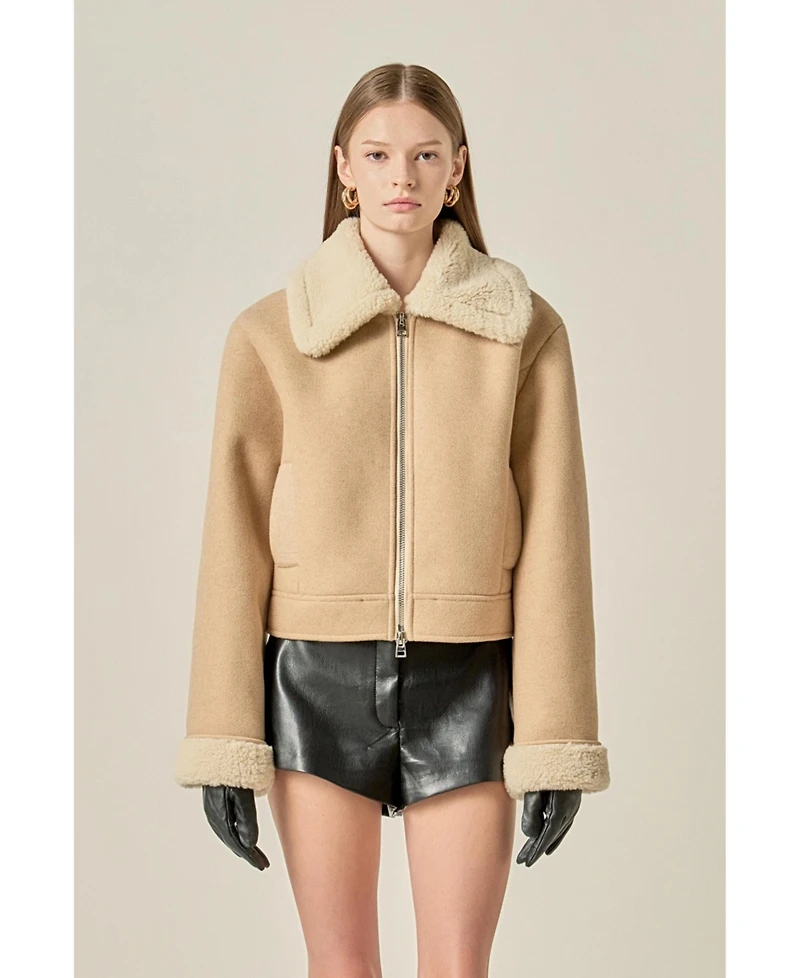 English Factory Women's Double Face Soft Jacket