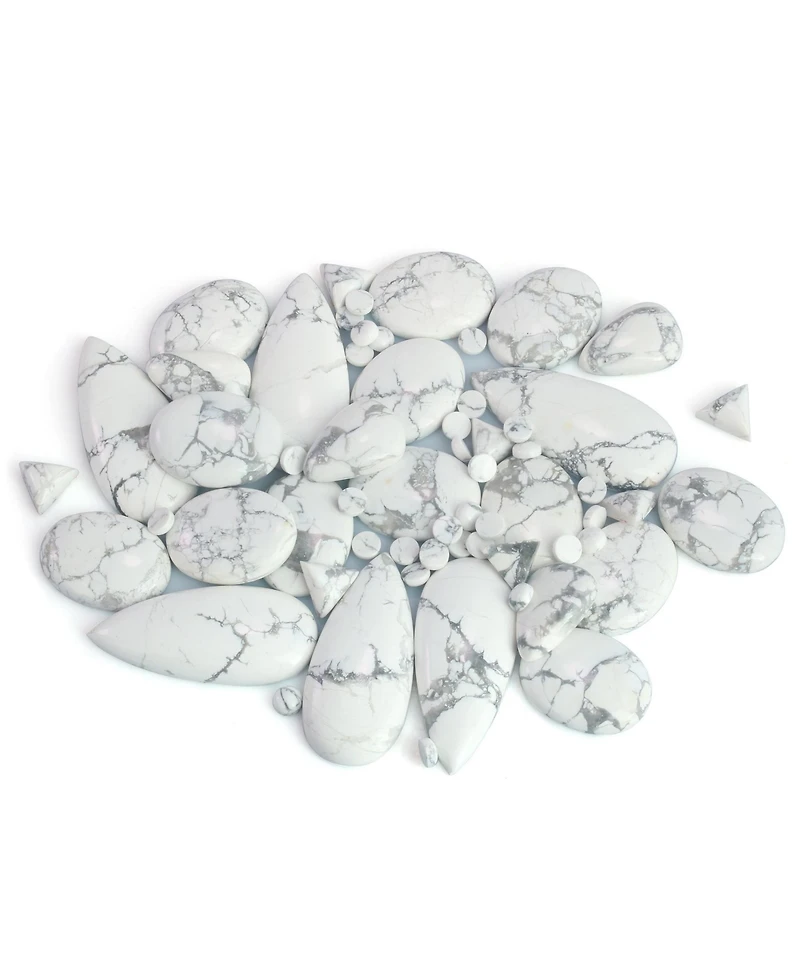 American West Jewelry Sterling Silver White Howlite 3-Stone Ring