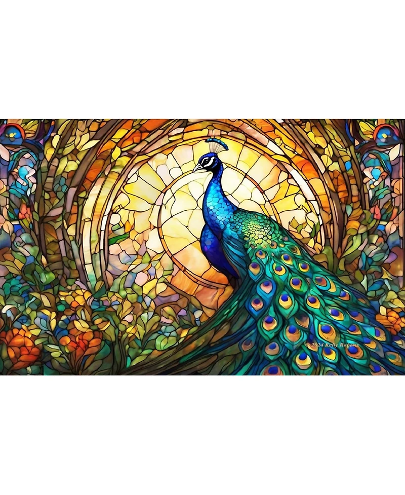 SunsOut Stained Glass Zoo Peacock 550 piece Jigsaw Puzzle for Adults