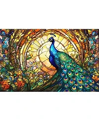 SunsOut Stained Glass Zoo Peacock 550 piece Jigsaw Puzzle for Adults