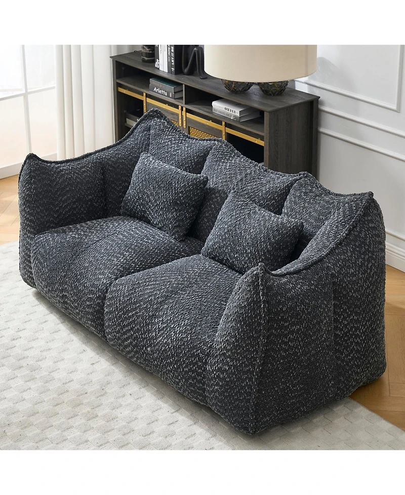 Streamdale Furniture Plush Beanbag Sofa with Foam Core for Two
