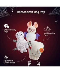 Fuzzwoof 10 Pack Halloween Party Squeaky Dog Toys, Bulk Plush Toys for Spooky Season, Tag/Chew/Fetch Toys, Halloween Gifts for Small to Medium Dogs