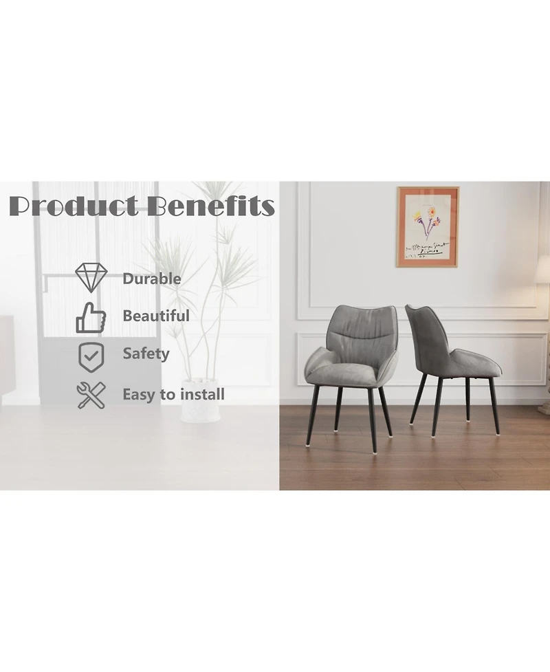 Streamdale Furniture Elegant Velvet Dining Chairs (Set of 2)