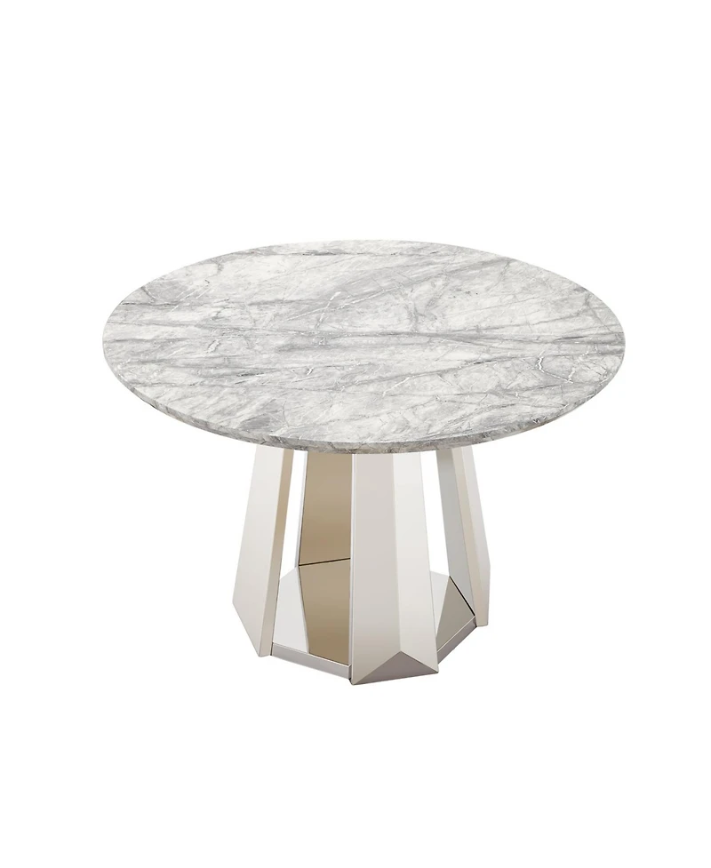 Streamdale Furniture 47" Round Faux Marble Stainless Steel Base Dining Table
