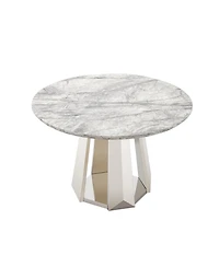 Streamdale Furniture 47" Round Faux Marble Stainless Steel Base Dining Table