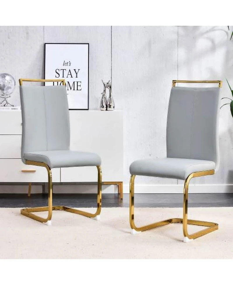 Streamdale Furniture Modern Gray Pu Leather Dining Chairs (Set of 2)