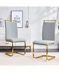 Streamdale Furniture Modern Gray Pu Leather Dining Chairs (Set of 2)