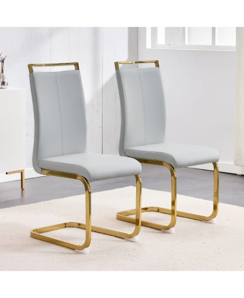 Streamdale Furniture Modern Gray Pu Leather Dining Chairs (Set of 2)