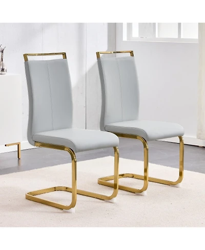 Streamdale Furniture Modern Gray Pu Leather Dining Chairs (Set of 2)