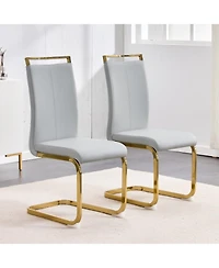 Streamdale Furniture Modern Gray Pu Leather Dining Chairs (Set of 2)