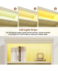 Streamdale 83" Tall 5-Tier Bookcase with Light & Adjustable Shelves