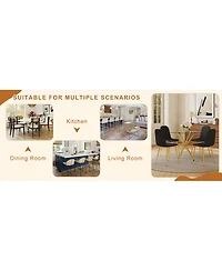 Streamdale Furniture Modern Luxe 4-Piece Dining Set - Round Glass Table & Black-Gold Chairs