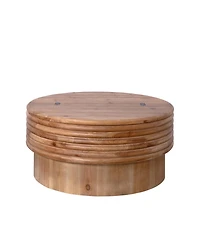 Streamdale Furniture Round Lift-Top Coffee Table - Hidden Storage Natural Finish