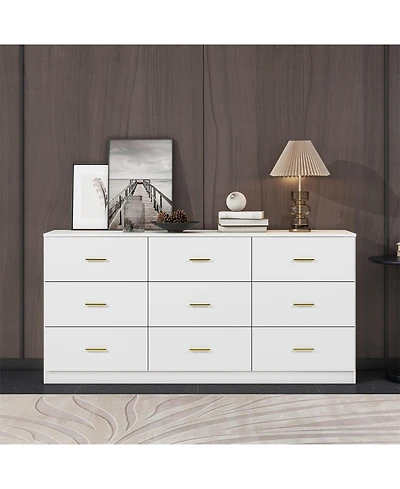 Streamdale Furniture Modern White 9-Drawer Dresser - Ample Storage