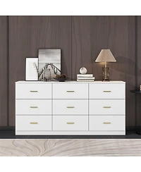Streamdale Furniture Modern White 9-Drawer Dresser - Ample Storage