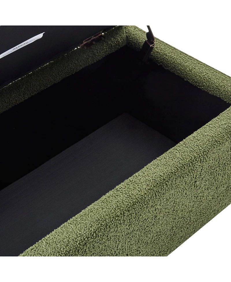 Streamdale Furniture Green Boucle Storage Ottoman with Flip-Top Lid