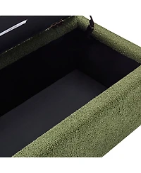 Streamdale Furniture Green Boucle Storage Ottoman with Flip-Top Lid