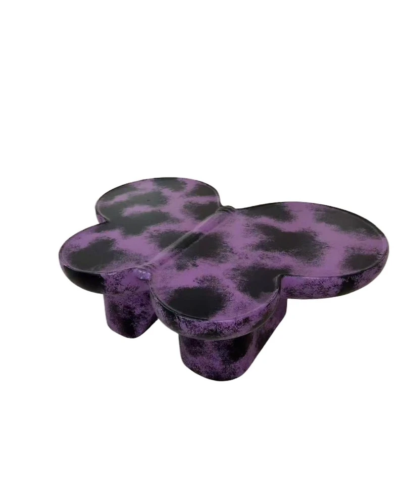 Streamdale Modern Faux Travertine Coffee Table, Purple & Black