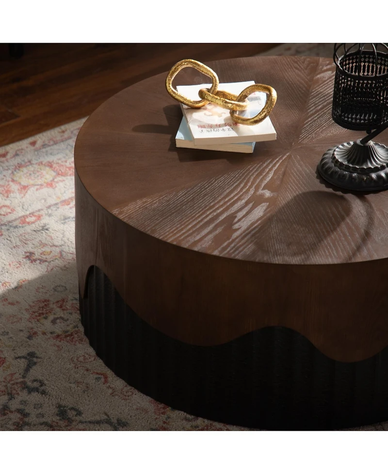 Streamdale 30" Round Handcrafted Relief Coffee Table