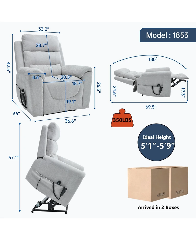 Streamdale Furniture Power Lift Recliner, 350 Lbs