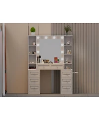 Streamdale Furniture Vanity Desk with Lighted Mirror & Charging Station