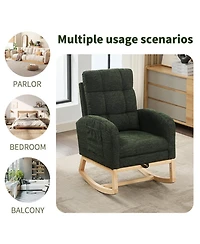 Streamdale Furniture Modern Rocking Chair with Wood Legs & Adjustable Footrest