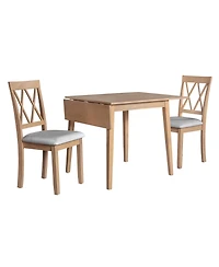 Streamdale Farmhouse Extendable Dining Set for Small Spaces Drop Leaf Table and 4 Upholstered Chairs
