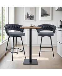 Streamdale Furniture Rotating Stools - Cotton Linen Cushions Black Iron Frame