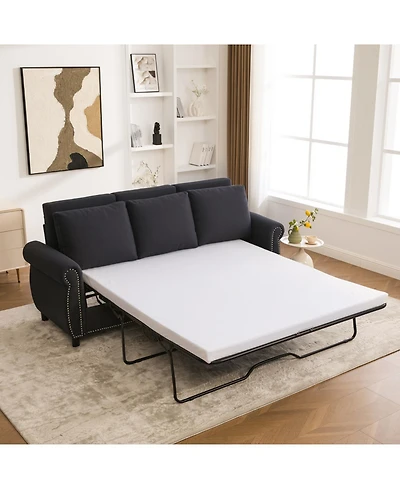 Streamdale Furniture Sleeper Sofa Bed, Pull Out Couch, 3 Seater Sectional, Linen, Dark Gray