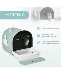 Aostirmotor Green Covered Cat Litter Box with Lid