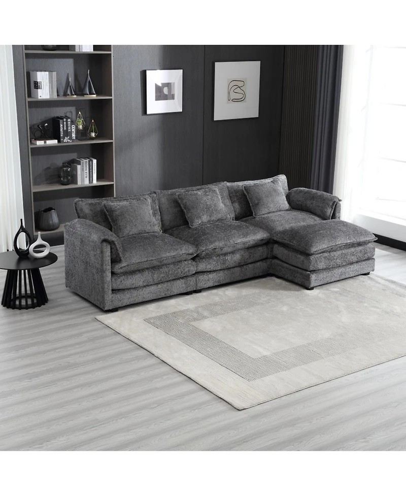 Streamdale Furniture Streamdale Oversized Sectional Cloud Couch, Modern Chenille L Shape, Ottoman & Memory Foam
