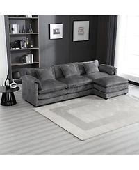 Streamdale Furniture Streamdale Oversized Sectional Cloud Couch, Modern Chenille L Shape, Ottoman & Memory Foam