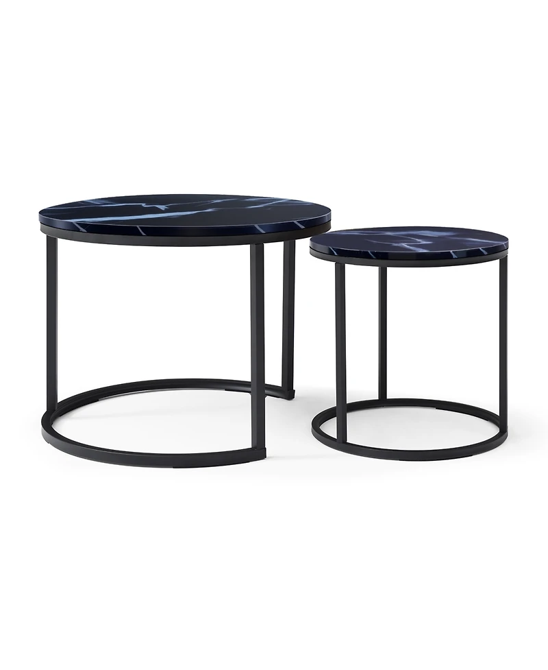 Streamdale Furniture Nesting Coffee Tables - Black Top Marble Pattern