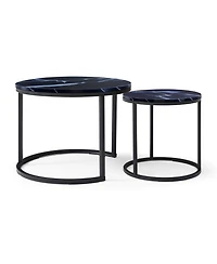 Streamdale Furniture Nesting Coffee Tables - Black Top Marble Pattern