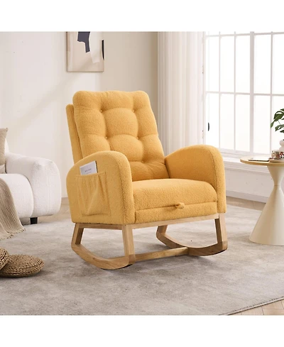 Streamdale Furniture Yellow Accent Rocking Chair with Footrest