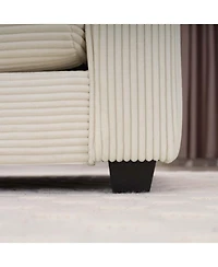 Streamdale Furniture Mid-Century Beige Corduroy 3-Seater Sofa