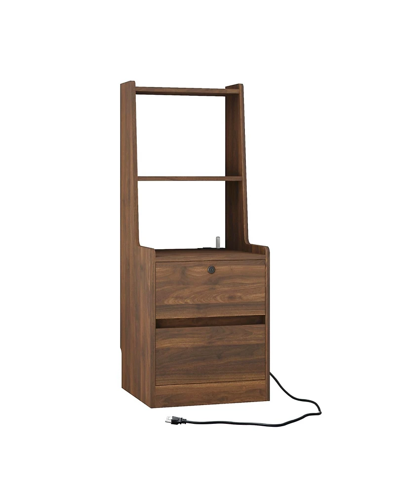 Streamdale Nightstands Set of 2, Charging, Night Light, Bookshelf, Storage, Wood