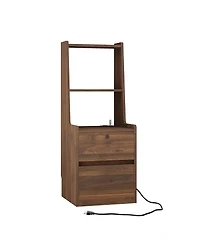 Streamdale Nightstands Set of 2, Charging, Night Light, Bookshelf, Storage, Wood