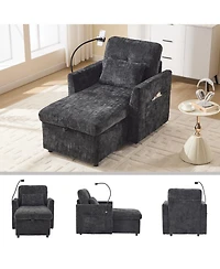 Streamdale Furniture Multifunctional Chenille Recliner Sofa with Storage & Phone Bracket