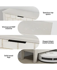 Streamdale Retro White Shoe Cabinet - Mid-Century Style