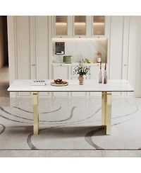 Streamdale Furniture Sintered Stone & Glass Top Dining Table