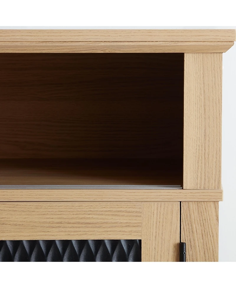 Streamdale Embossed Pattern Tv Console with Media Storage, Light Oak, 58.27"W