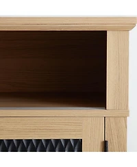 Streamdale Embossed Pattern Tv Console with Media Storage, Light Oak, 58.27"W