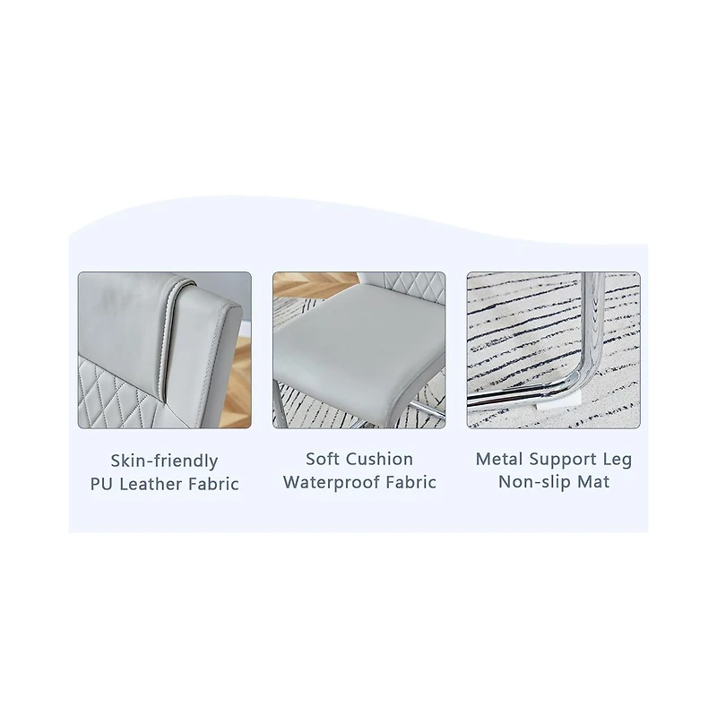 Streamdale Furniture Marble-Patterned Dining Table & Gray Pu Chairs (63"x31.5"x30)