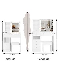 Streamdale Furniture + 3-Piece Set + Wood + Led Mirror + Vanity Table