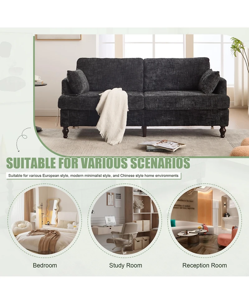 Streamdale Furniture Modern Chenille 2-Seater Sofa w/ Led